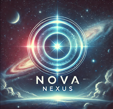 Stylistic image of space and a galaxy with text NOVA Nexus superimposed